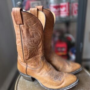 Olathe USA made Tan Leather Cowboy Western Boots - Men's size 10